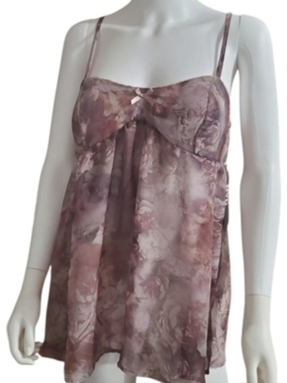 Madden NYC NWT Floral Babydoll Tank Top Purple Pink S
